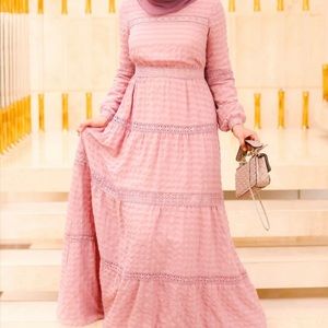 Long boho maxi pink dress